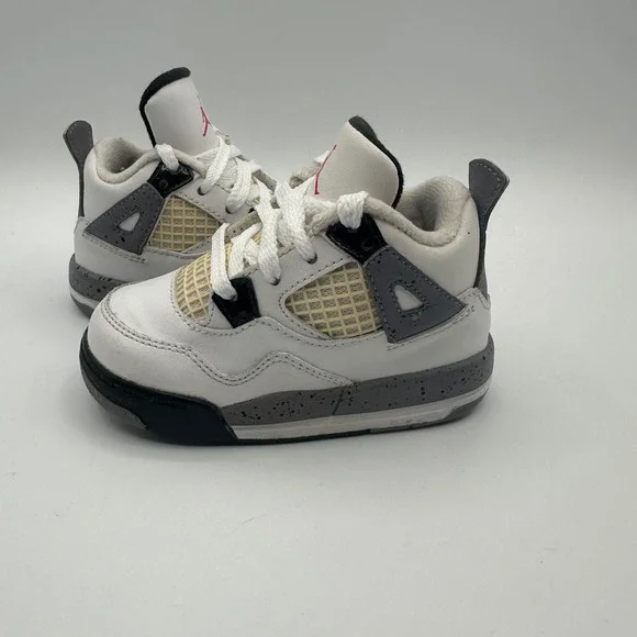 Jordan 4 Retro White Cement Kids 6C White Grey 308500-103 Toddler Sneakers - Picture 2 of 8